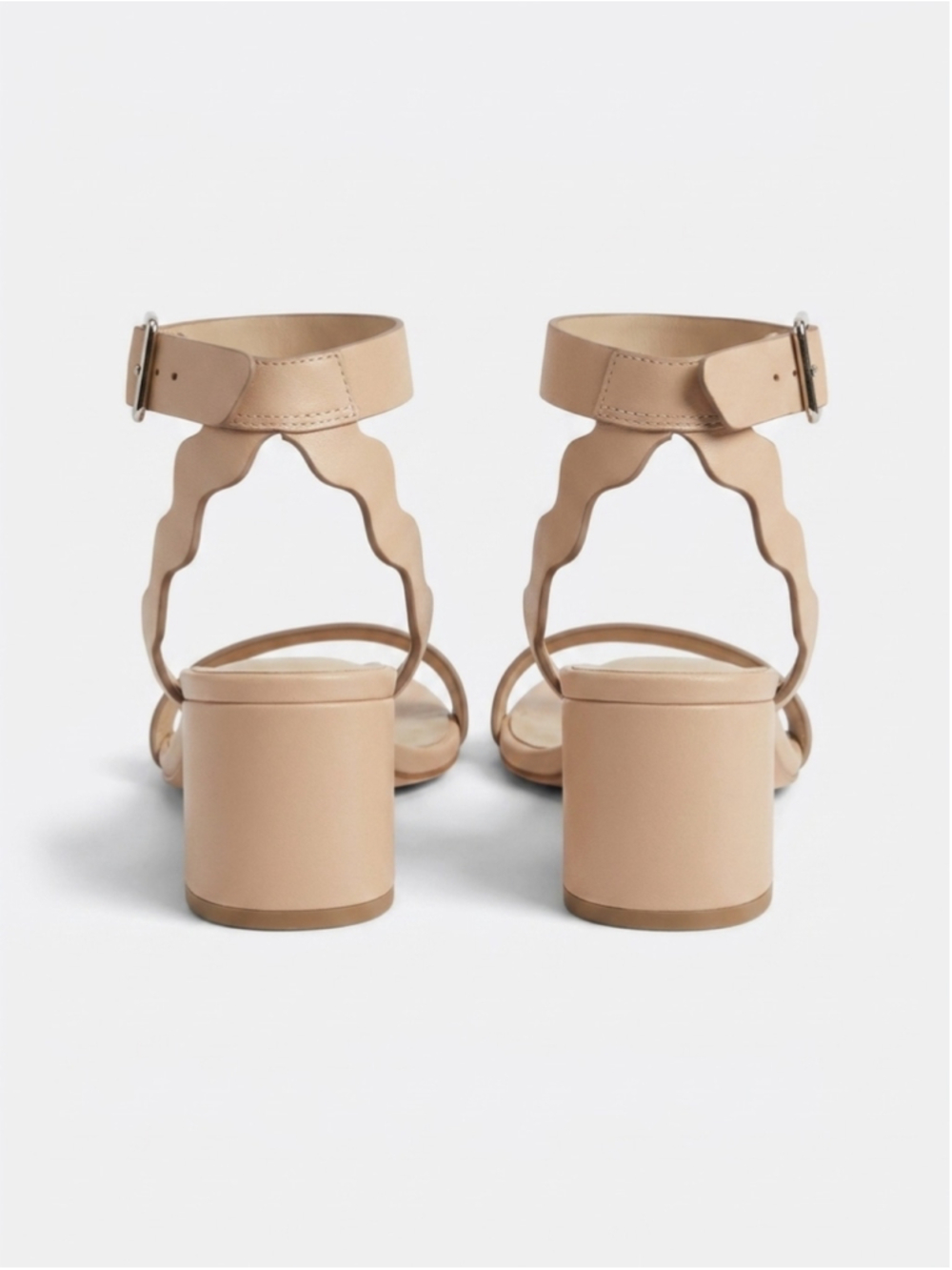 Loeffler Randall Beige Scalloped Block Heel Sandals - Picture 2 of 2